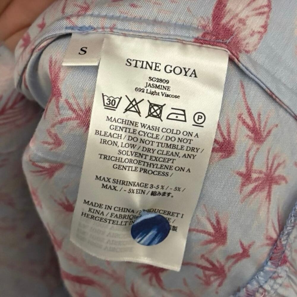 Stine Goya Blue Pink Jasmine Floral Jungle Long Sleeve Mini Dress Size Small - Picture 4 of 5